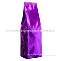 Foil side gusset bags for most preferred coffee roasters with valves, center/side seal
